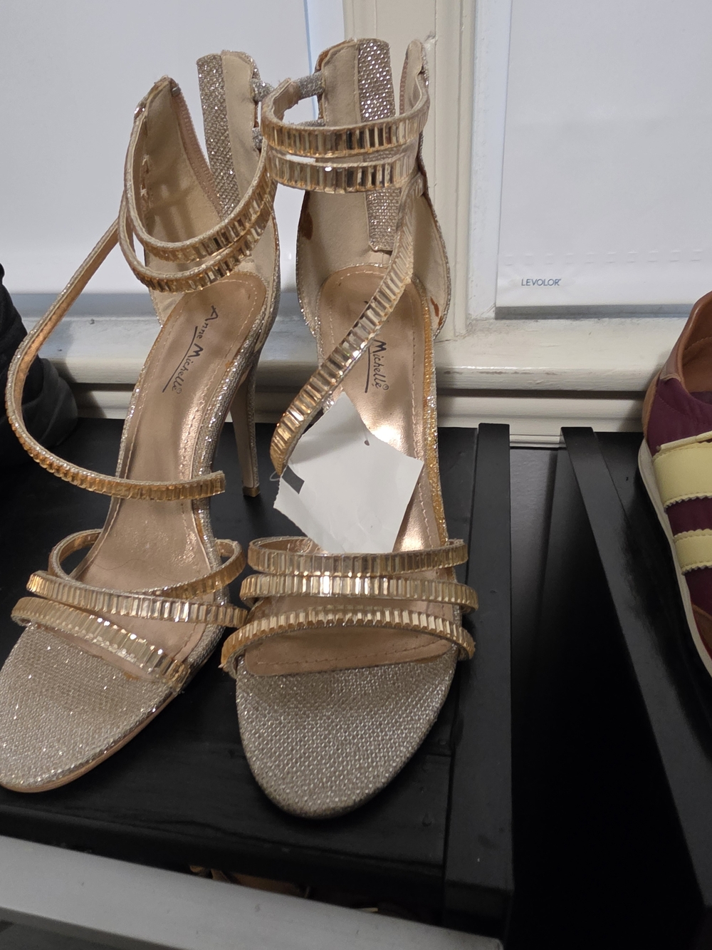 Anne Michelle Rose Gold Strappy High-Heel Sandals - Picture 2 of 2